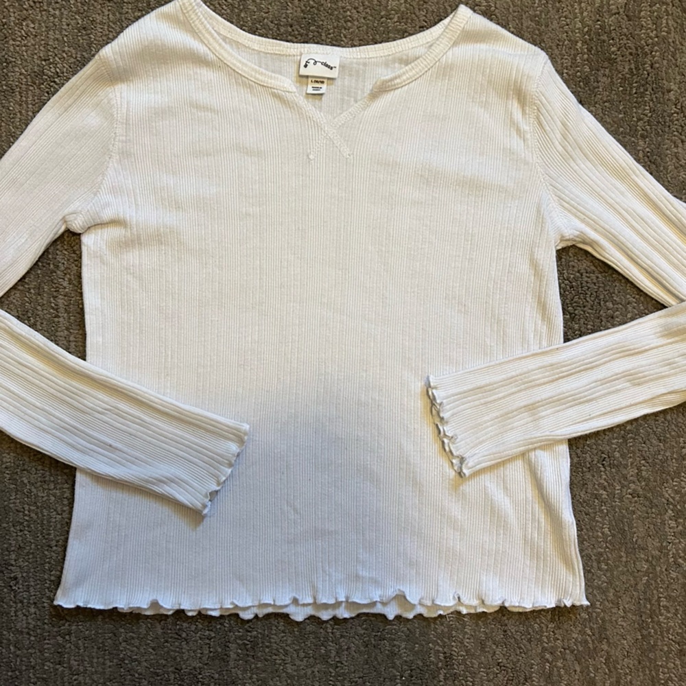 art class Cream Ribbed Long Sleeve Top